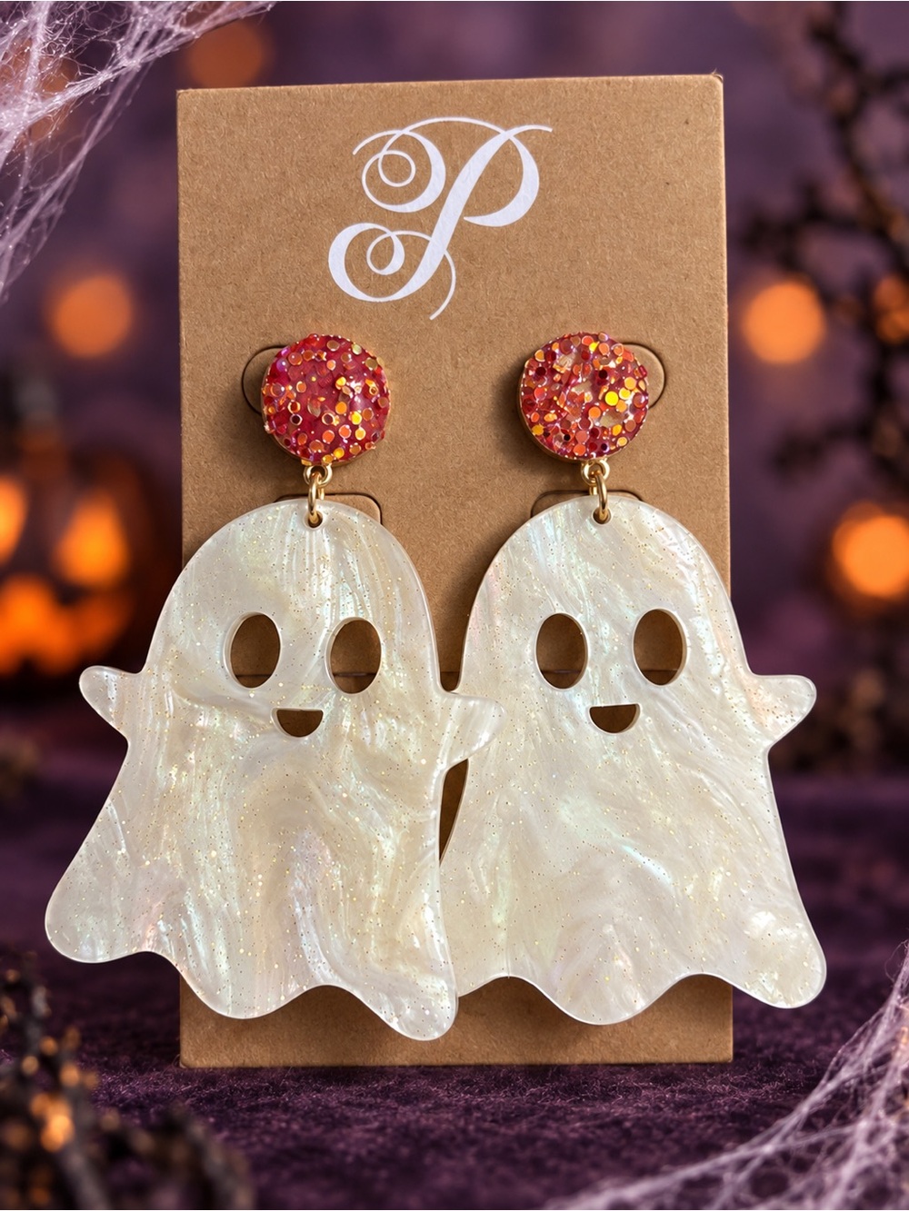 Plunder design ghost dangle earrings